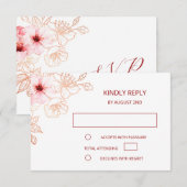 Mariage d'or Rose floral RSVP (Devant / Derrière)