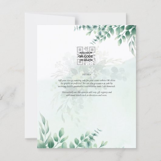 Mariage d'or vert Eucalyptus Feuille QR CODE (Dos)