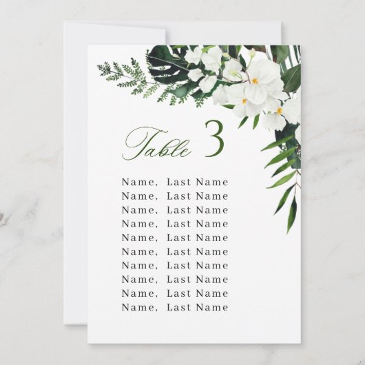 Mariage d'orchidées Numéro de table Siège Cartes d (Dos)