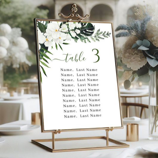 Mariage d'orchidées Numéro de table Siège Cartes d