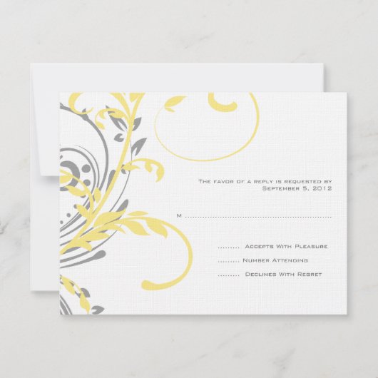 Mariage double floral jaune et gris RSVP (Devant)