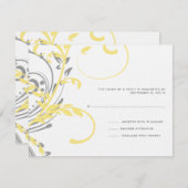 Mariage double floral jaune et gris RSVP (Devant / Derrière)