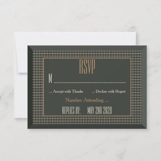 Mariage d'ours gris encadré Classy RSVP (Devant)