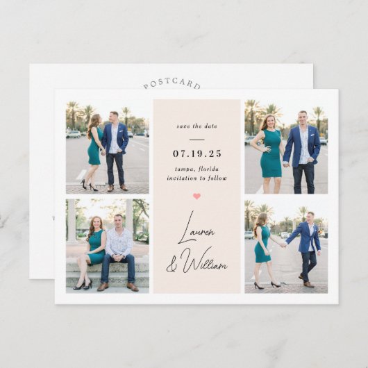 Mariage doux signé Enregistrer la date Carte posta (Devant / Derrière)