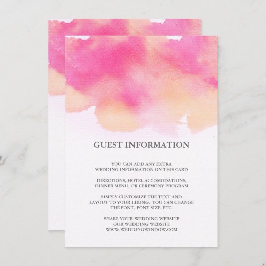 Mariage Dreams Vibrant - Carte d'insertion / Rose  (Devant / Derrière)