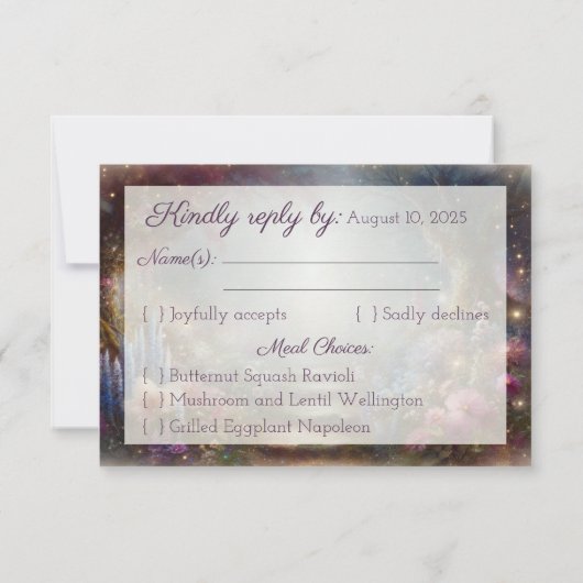 Mariage Dreamy Enchanted Forêt Florale RSVP (Dos)