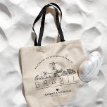 Mariage du Brésil | Sac fourre-tout Skyline stylis<br><div class="desc">Un sac fourre-tout mariage unique pour un mariage qui se déroule dans la belle nation du Brésil. Cette fourre-tout présente une illustration stylisée de l'horizon unique du pays,  avec son nom en dessous. Cette information est suivie par vos informations de jour de mariage dans un style ouvert assorti.</div>
