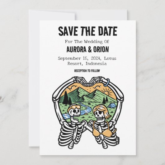 mariage du camping enregistrer les cartes de date (Devant)