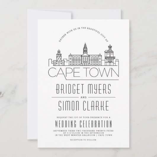 Mariage du Cap | Invitation Skyline (Devant)
