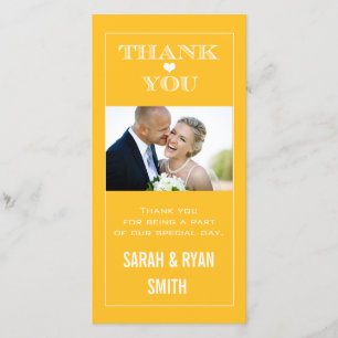 Mariage du coeur Merci jaune Carte photo