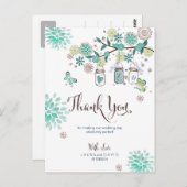 Mariage du jardin de Mason Jars | CARTE DE REMERCI (Devant / Derrière)