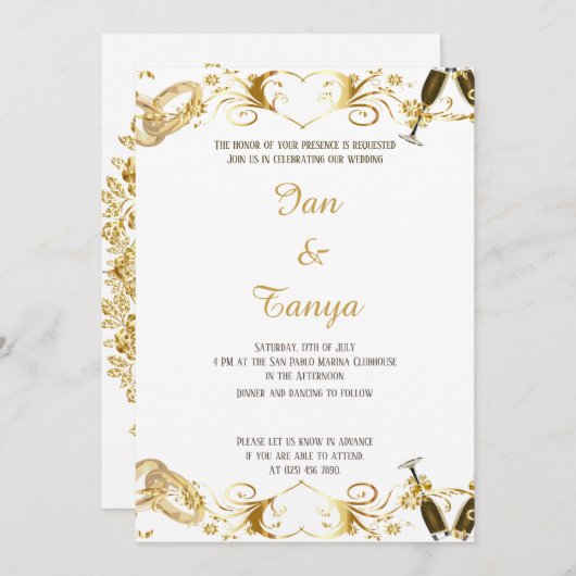 Mariage du jeu d'or Invitation (Devant / Derrière)