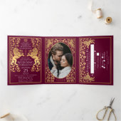 Mariage du lion médiéval royal rouge Tri-Fold (Intérieur)