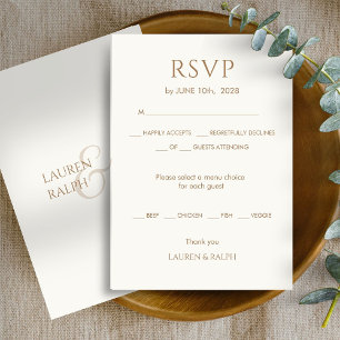 Mariage du monogramme de Taupe et d'ivoire RSVP