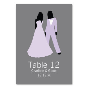 Mariage Du Numéro De Table Deux Mariées (Lilac Et 