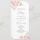 Mariage du programme de cérémonie | Floral rose et (Devant / Derrière)