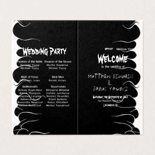 Mariage du programme de la cérémonie des feux noir (Outside Unfolded)