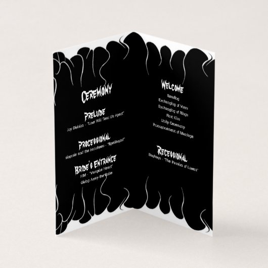 Mariage du programme de la cérémonie des feux noir (Inside)