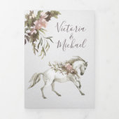 Mariage du ranch Floral Horse Tri-Fold Invitation (Page de couverture)