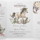 Mariage du ranch Floral Horse Tri-Fold Invitation (Intérieur au milieu)