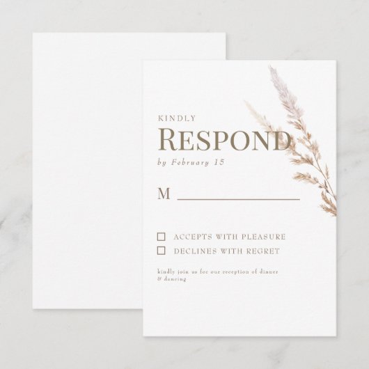 Mariage du texte Boho or blanc RSVP (Devant / Derrière)