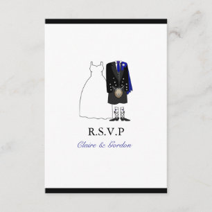 Mariage Ecosse Kilt Bride & Groom RSVP -Bleu