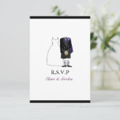 Mariage Ecosse Kilt Bride & Groom RSVP -violet (Debout devant)