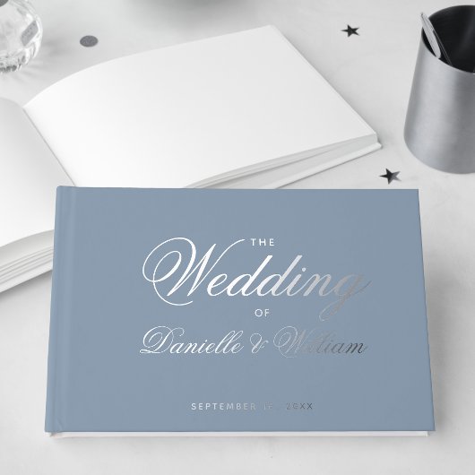 Mariage Écriture Calligraphique Simple Bleu Poussi