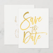 Mariage Écriture Moderne Feuille D'Or Faire-Part " (Devant / Derrière)