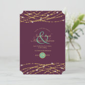 Mariage Eggplant Mint or String Invitations (Debout devant)