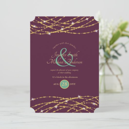 Mariage Eggplant Mint or String Invitations (Debout devant)