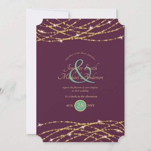 Mariage Eggplant Mint or String Invitations (Devant)