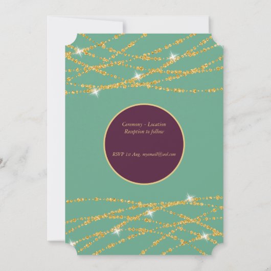 Mariage Eggplant Mint or String Invitations (Dos)