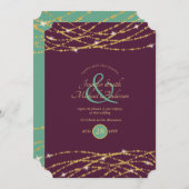 Mariage Eggplant Mint or String Invitations (Devant / Derrière)