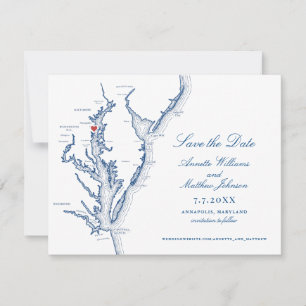 Mariage Élégant à Annapolis Maryland Carte Navy