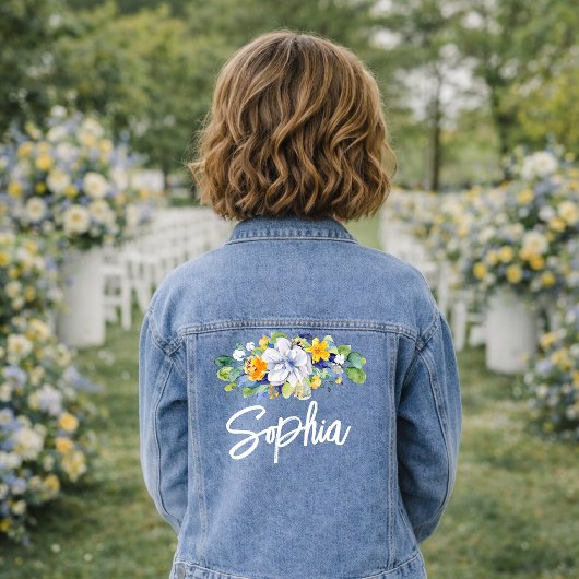 Mariage élégant à l'aquarelle jaune et bleu à moti