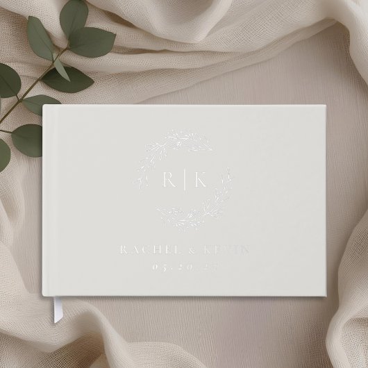Mariage élégant avec monogramme de feuillage beige