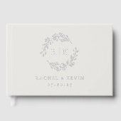 Mariage élégant avec monogramme de feuillage beige (Recto)