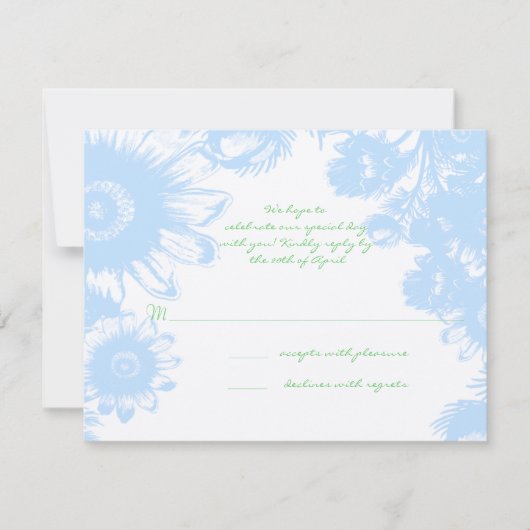 Mariage élégant Boho floral pastel bleu RSVP (Devant)