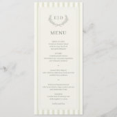 Mariage élégant carte de menu vert sauge monogramm (Devant)