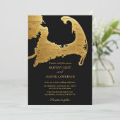 Mariage élégant carte du Cap Cod or noir (Debout devant)