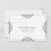 Mariage Elegant Carte Vintage de réponse Plum / Pu (Dos)