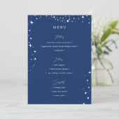 Mariage Élégant Céleste Simple Menu Bleu Nuit (Debout devant)