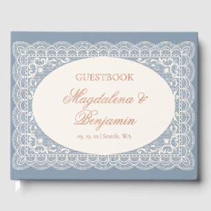 Mariage élégant en dentelle ivoire bleu poussiéreu
