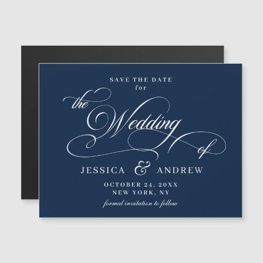 Mariage élégant Enregistrer la date Carte magnétiq (Devant / Derrière)