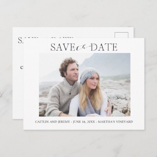 Mariage élégant Enregistrer la date Carte postale  (Devant / Derrière)