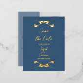 Mariage élégant Enregistrer la date Foil carte pos (Recto/Verso)