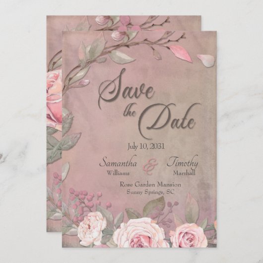 Mariage Élégant Enregistrer La Date Invitation (Devant / Derrière)