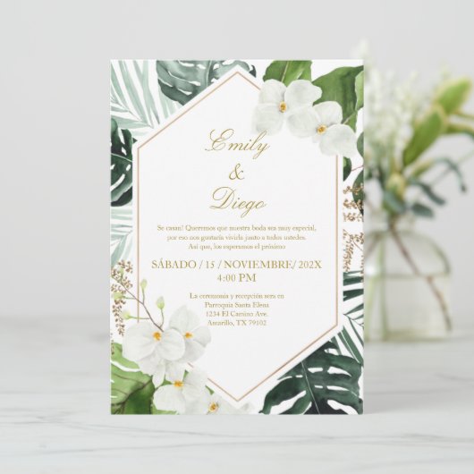 Mariage élégant et verdoyant Invitation en espagno (Debout devant)