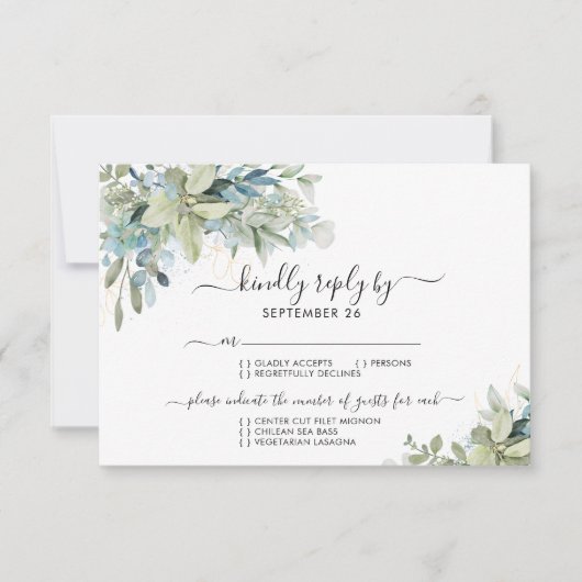 Mariage élégant Eucalyptus verdure RSVP (Devant)